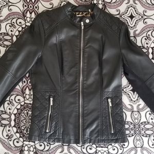 Black Rivet Faux Leather Jacket